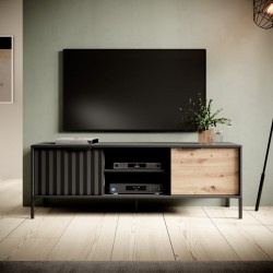 TV komoda RAVE F (Czarny/Artisan) 153 cm